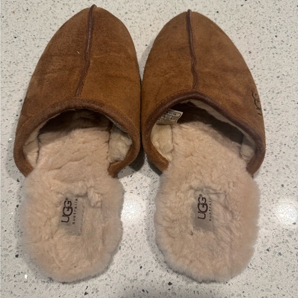 UGG Men’s Scuff Chestnut Suede Slip-On Slippers Suede Sheepskin - Picture 7 of 9
